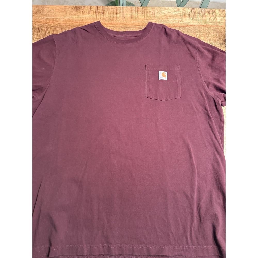 Carhartt K87 Pocket T-Shirt Mens 2XL Loose Fit Burgundy Short Sleeve Workwear
